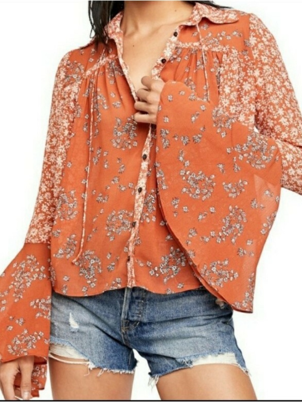 Free People Floral Serena Blouse | Small
